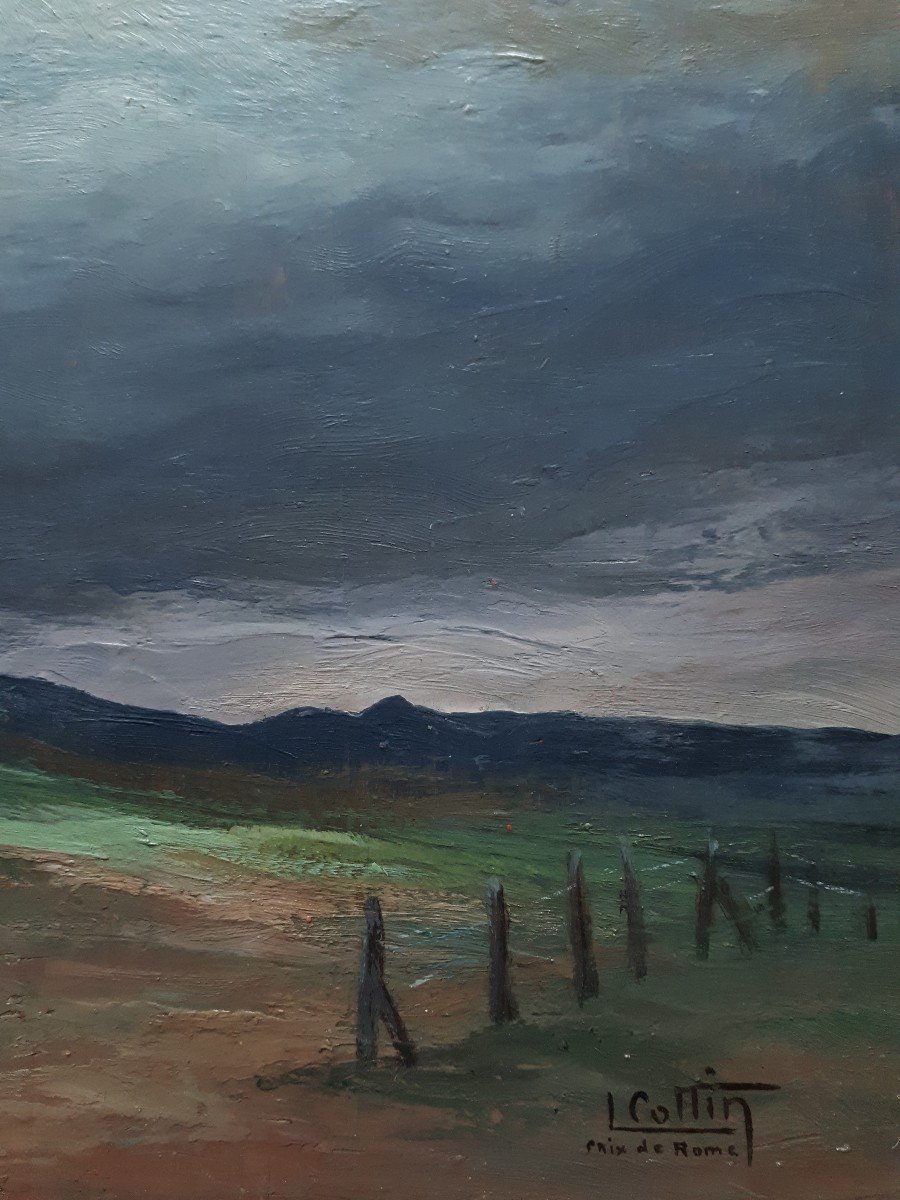 Louise Cottin (1907-1974) Oil On Wood Stormy Landscape-photo-4