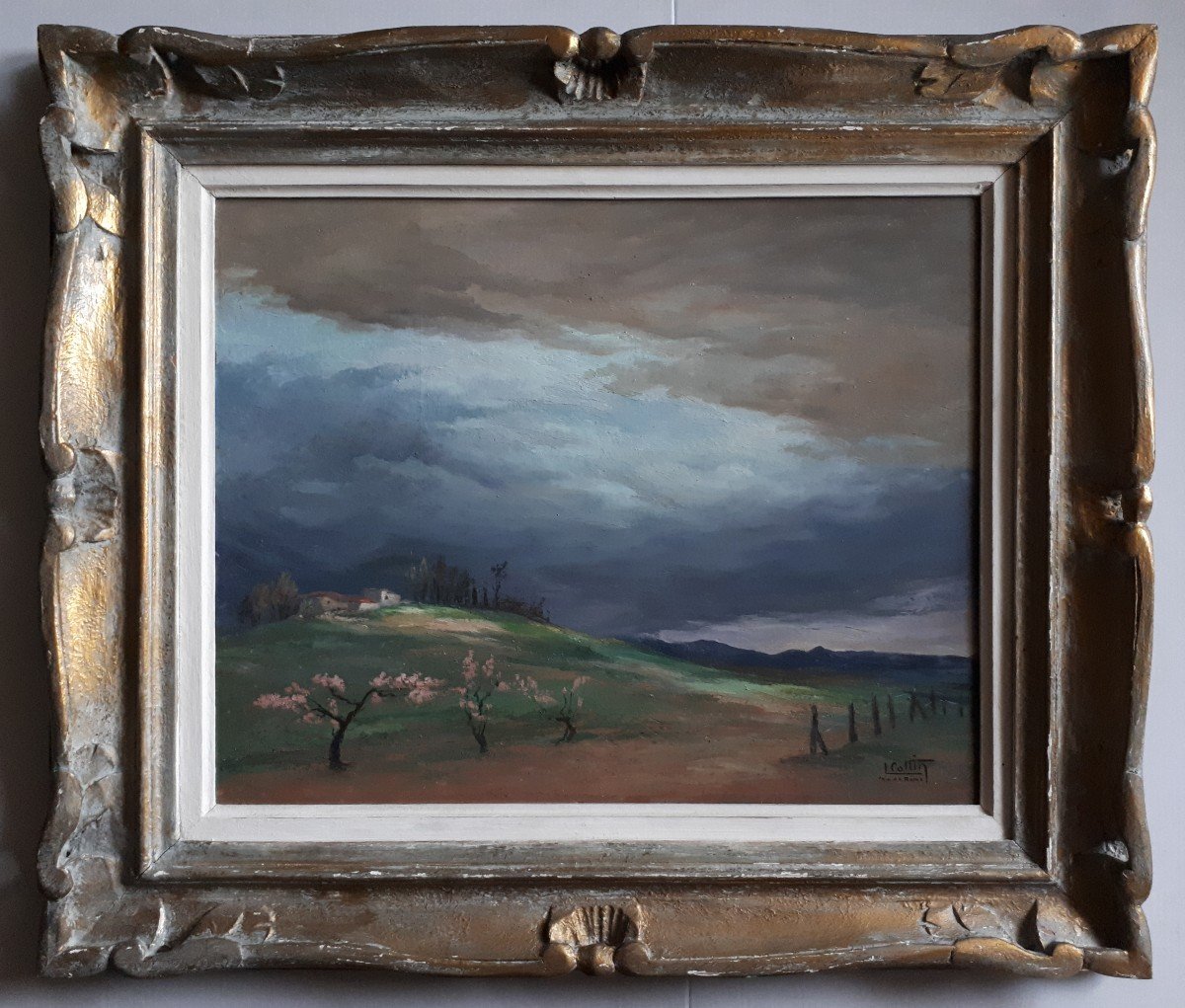 Louise Cottin (1907-1974) Oil On Wood Stormy Landscape