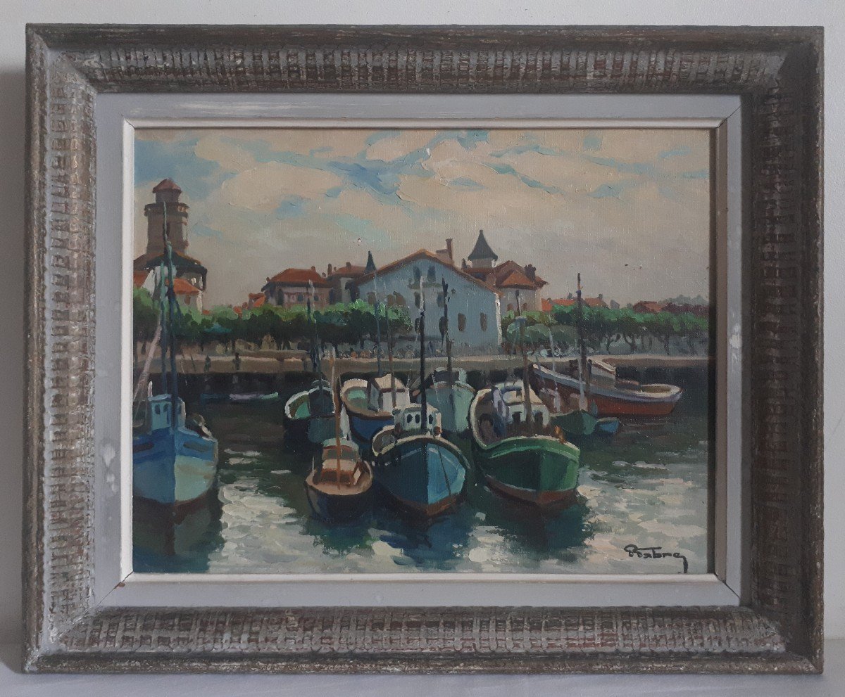 Pierre Fabre Port Of Saint-jean-de-luz Oil On Panel 1962-photo-2