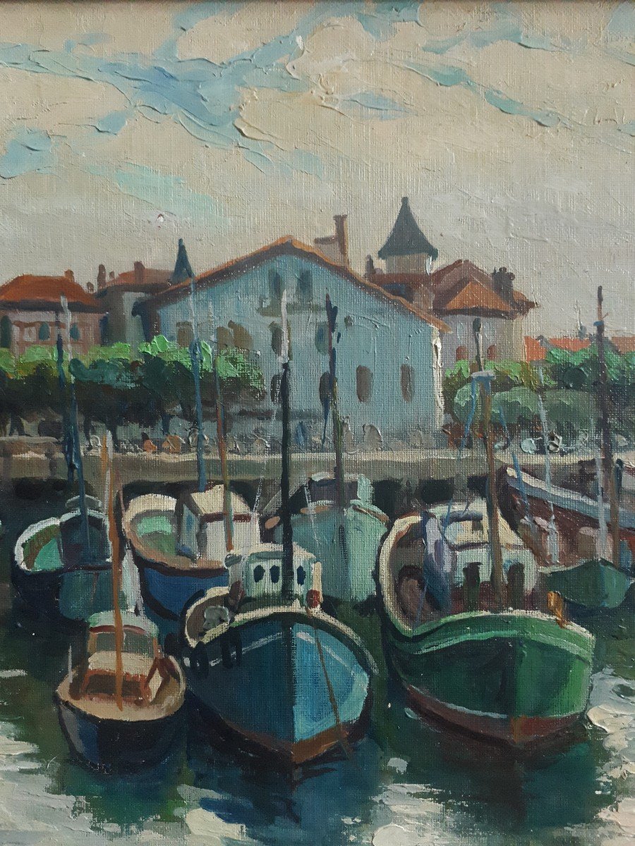 Pierre Fabre Port Of Saint-jean-de-luz Oil On Panel 1962-photo-4