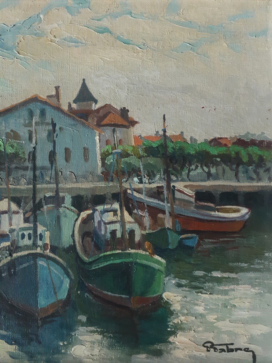 Pierre Fabre Port Of Saint-jean-de-luz Oil On Panel 1962-photo-1