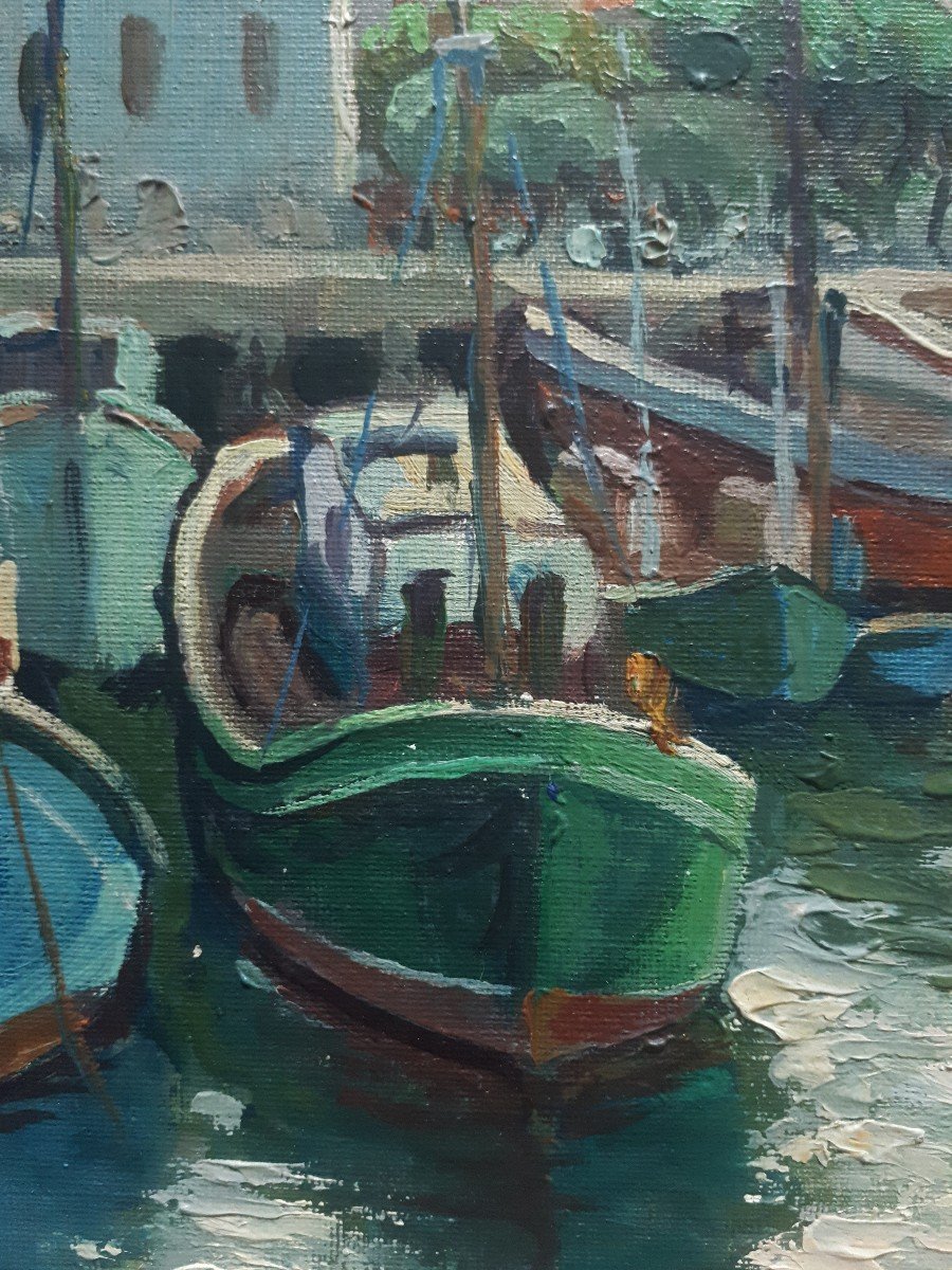 Pierre Fabre Port Of Saint-jean-de-luz Oil On Panel 1962-photo-5