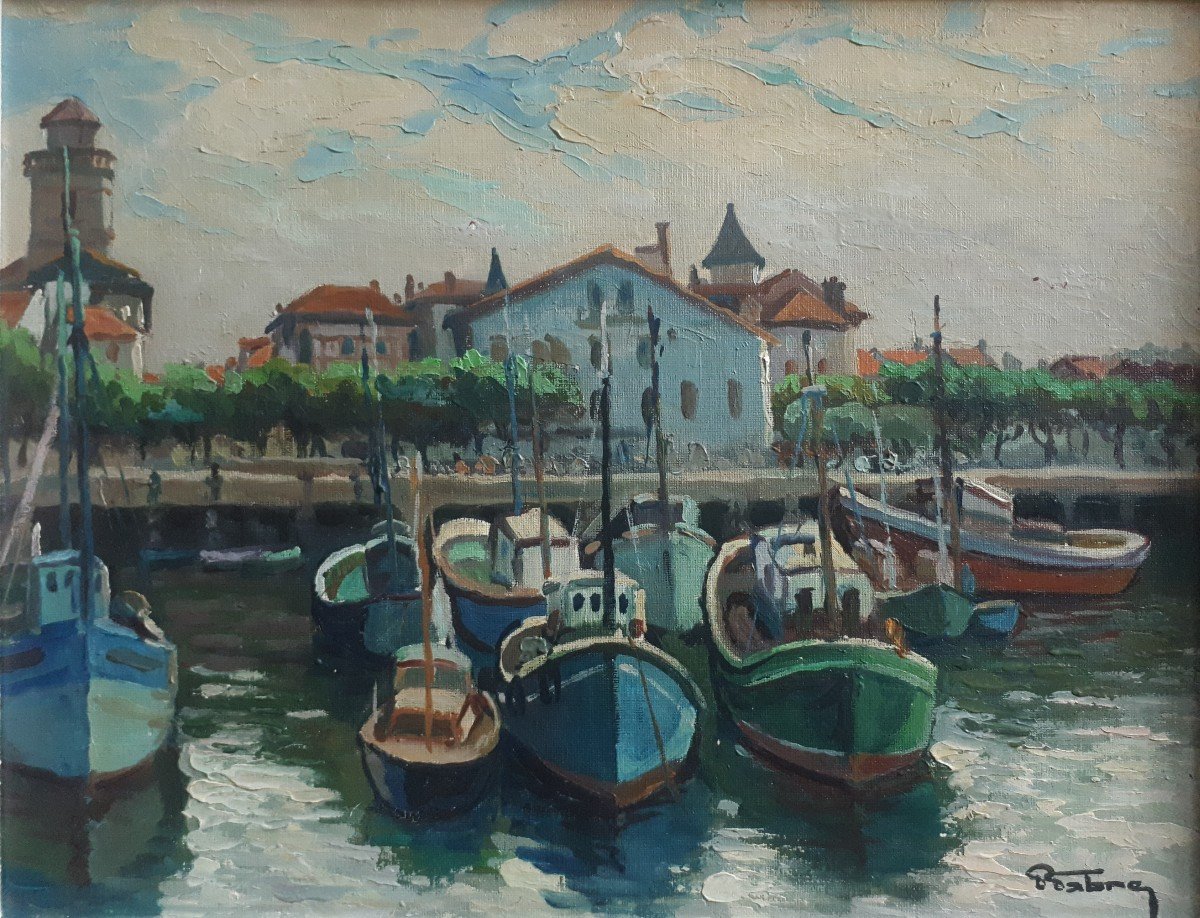 Pierre Fabre Port Of Saint-jean-de-luz Oil On Panel 1962