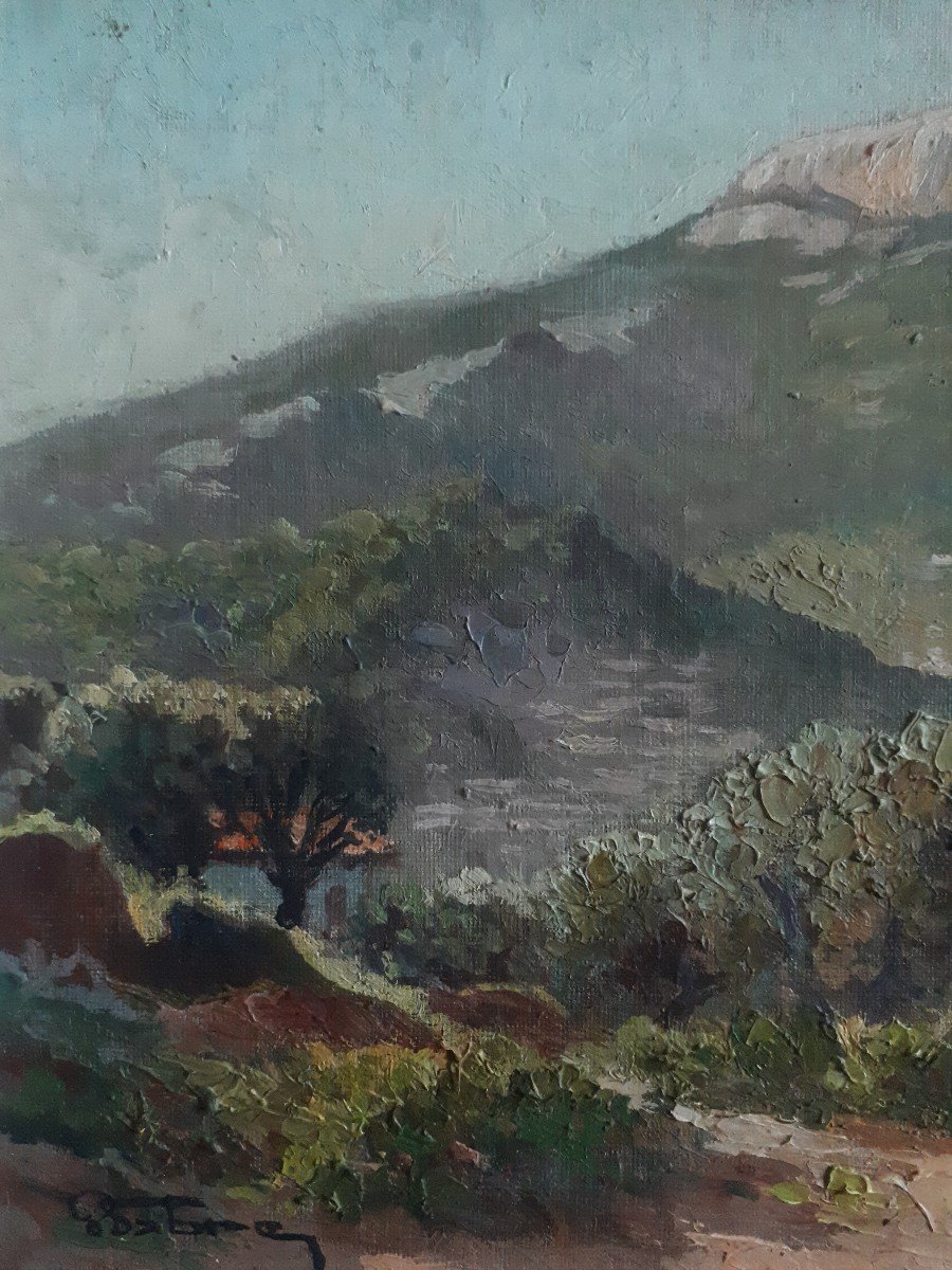 Pierre Fabre (toulon) Dardennes Valley - The Baou De Quatre Heures - Oil On Panel-photo-3