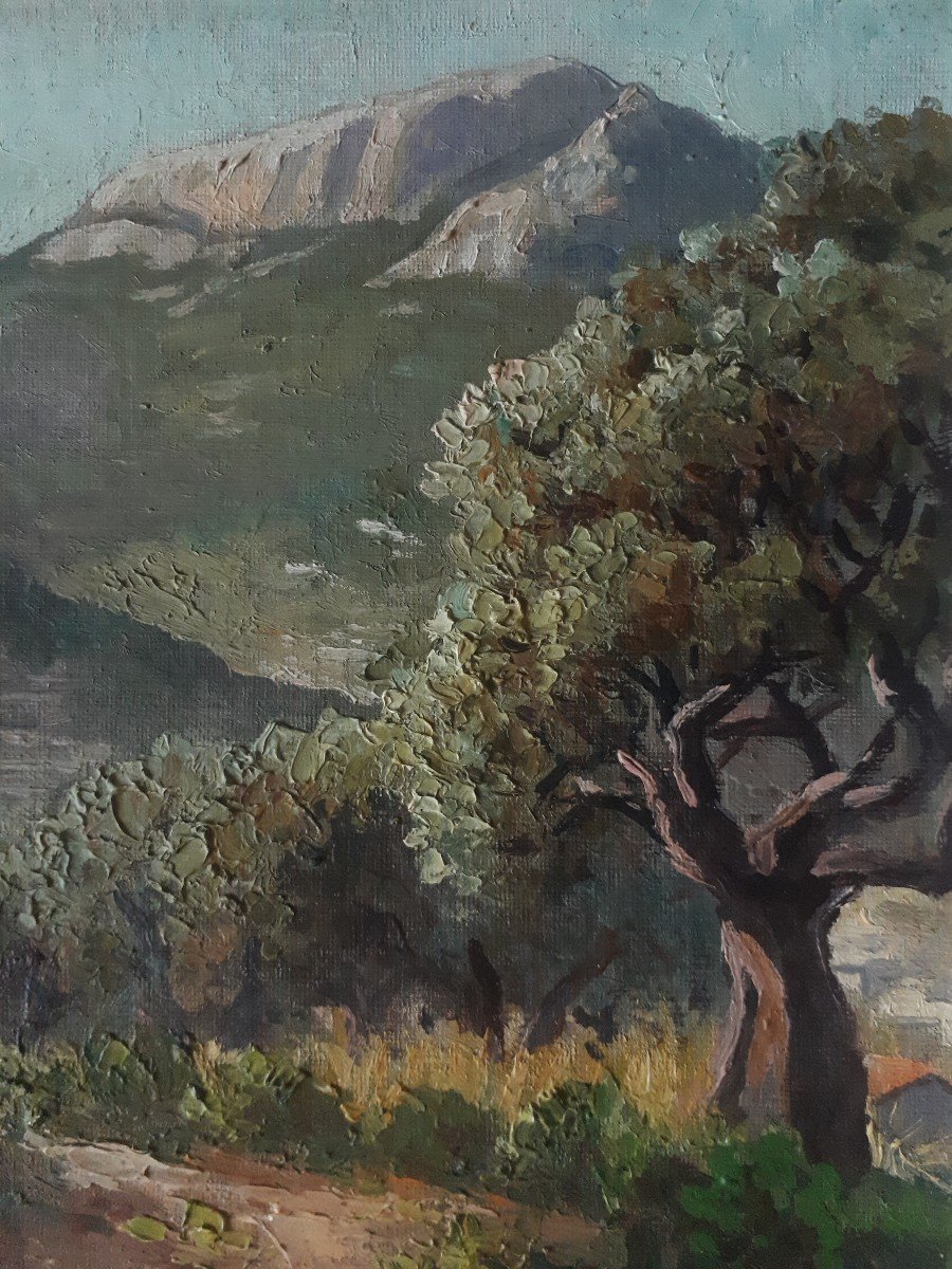 Pierre Fabre (toulon) Dardennes Valley - The Baou De Quatre Heures - Oil On Panel-photo-1