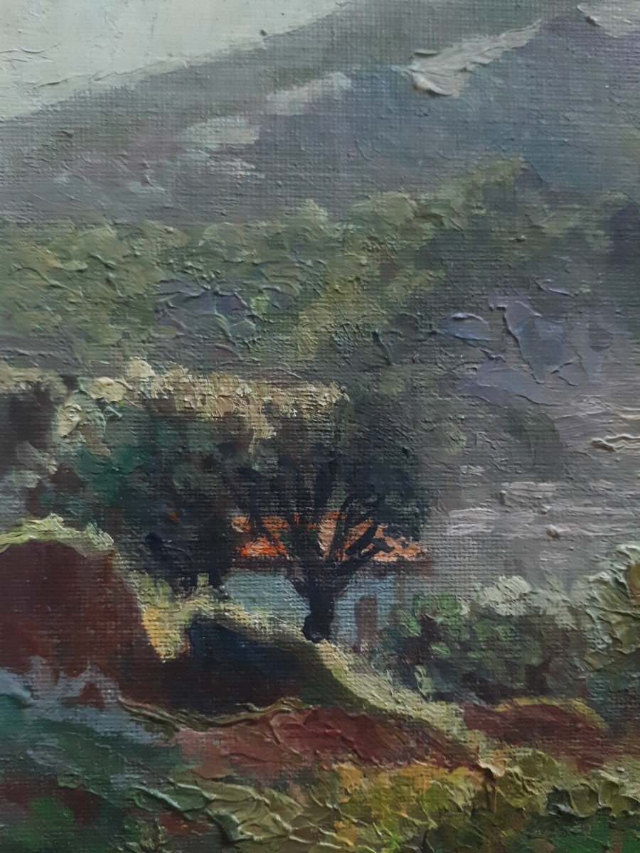 Pierre Fabre (toulon) Dardennes Valley - The Baou De Quatre Heures - Oil On Panel-photo-2