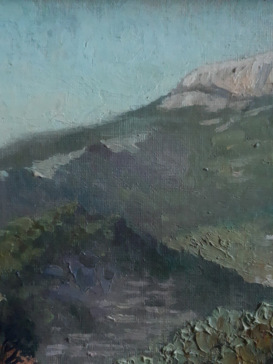 Pierre Fabre (toulon) Dardennes Valley - The Baou De Quatre Heures - Oil On Panel-photo-4