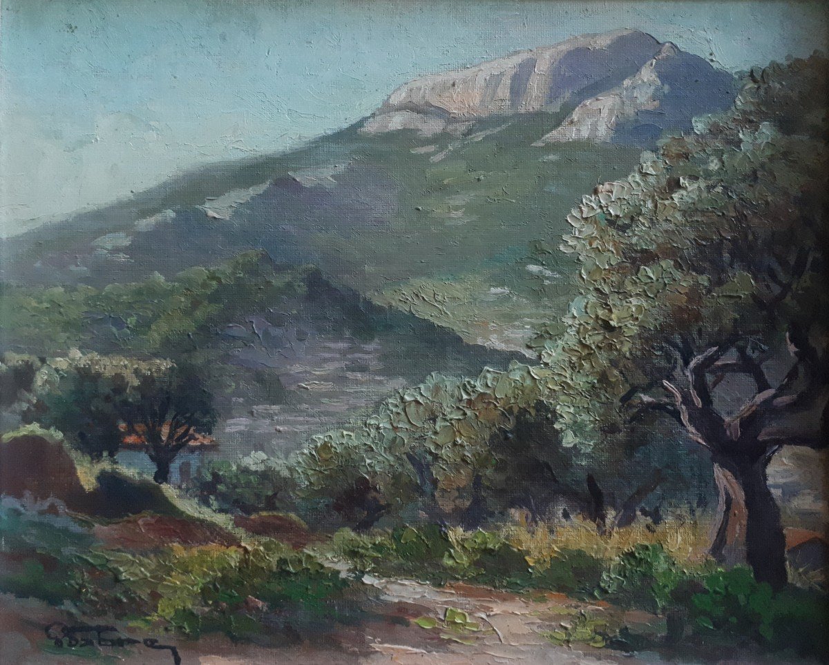 Pierre Fabre (toulon) Dardennes Valley - The Baou De Quatre Heures - Oil On Panel