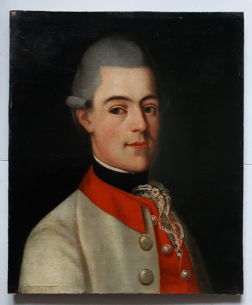 Portrait Of A Man From The 18th Century, Oil On Panel-photo-2