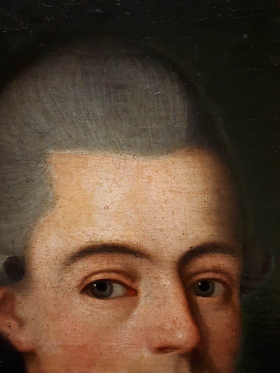 Portrait Of A Man From The 18th Century, Oil On Panel-photo-3