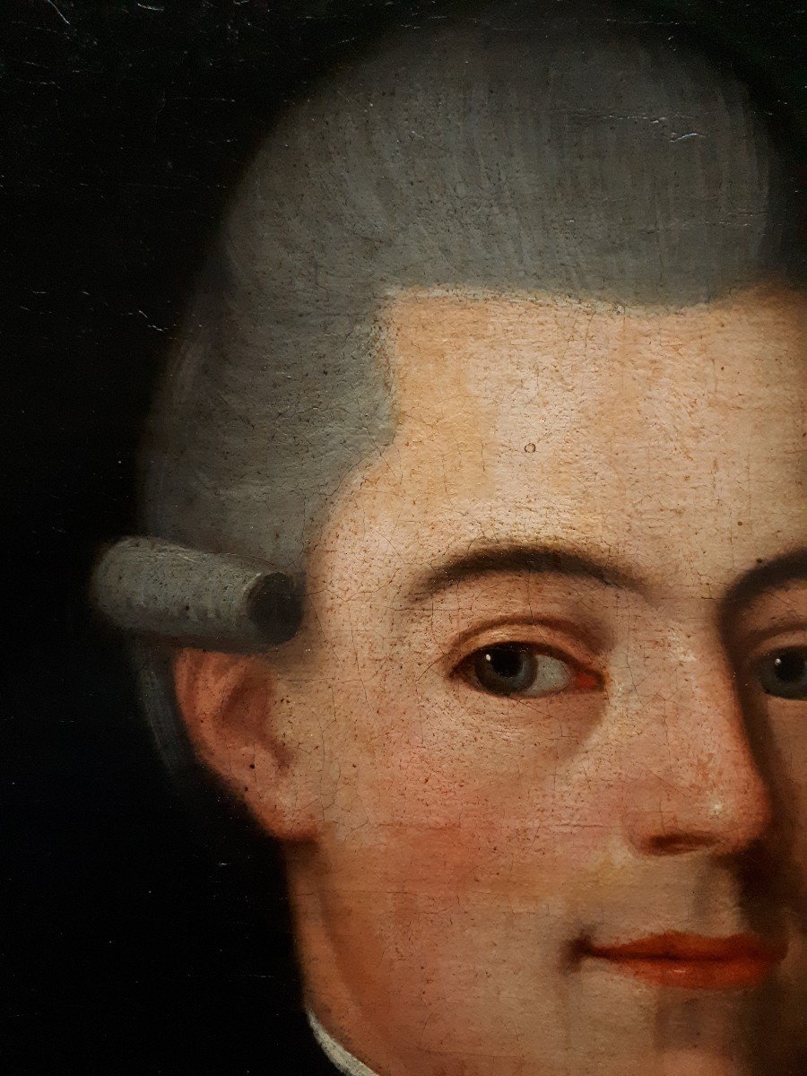 Portrait Of A Man From The 18th Century, Oil On Panel-photo-4