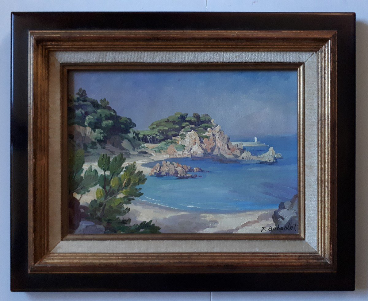 François Baboulet (1914-2010) The Costa Brava Spain - Seascape - Oil On Canvas