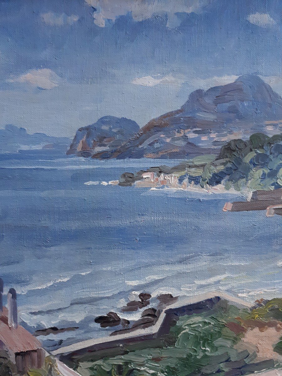 François BABOULET (1914-2010) La côte varoise Var - paysage marin - huile sur toile-photo-4