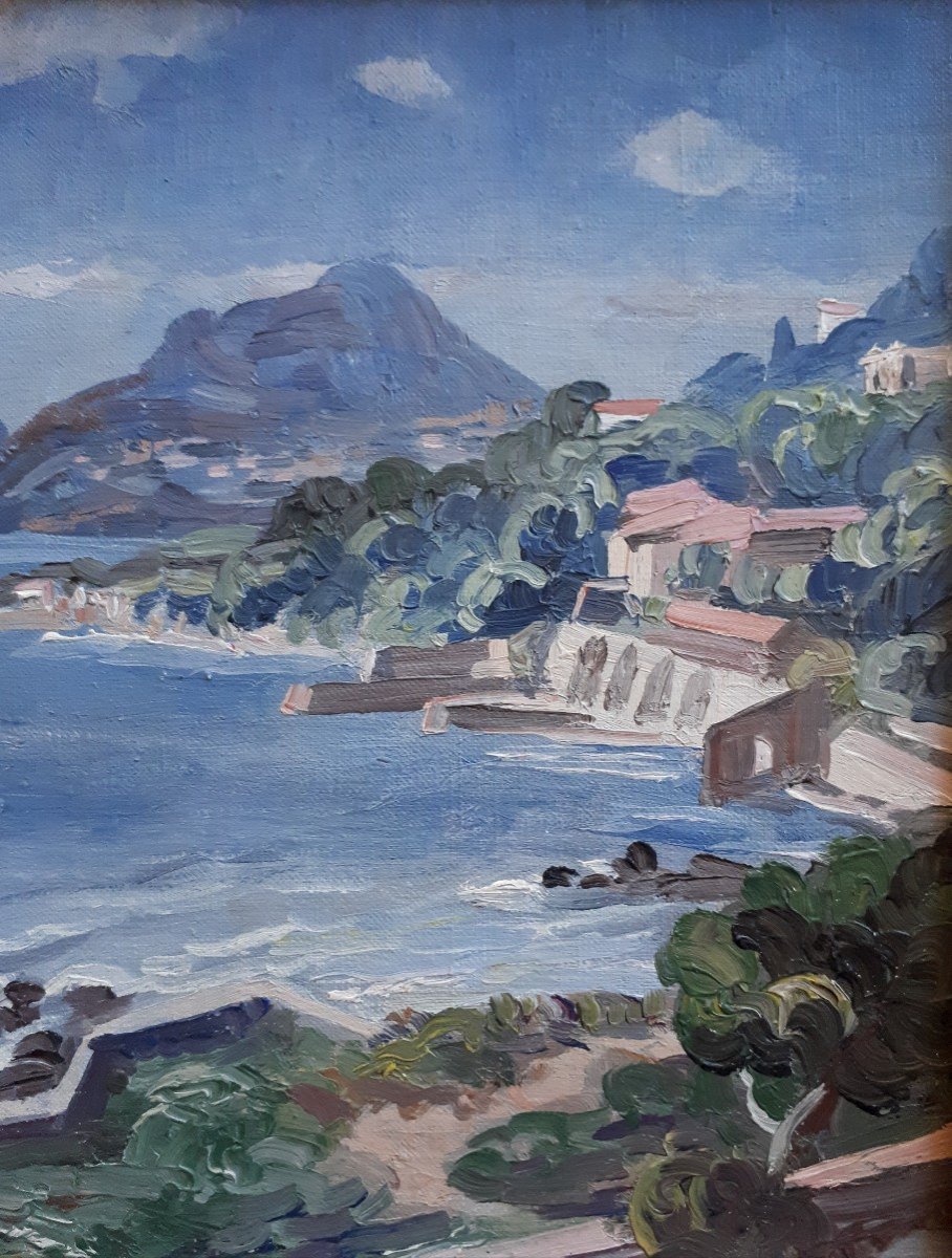 François BABOULET (1914-2010) La côte varoise Var - paysage marin - huile sur toile-photo-1