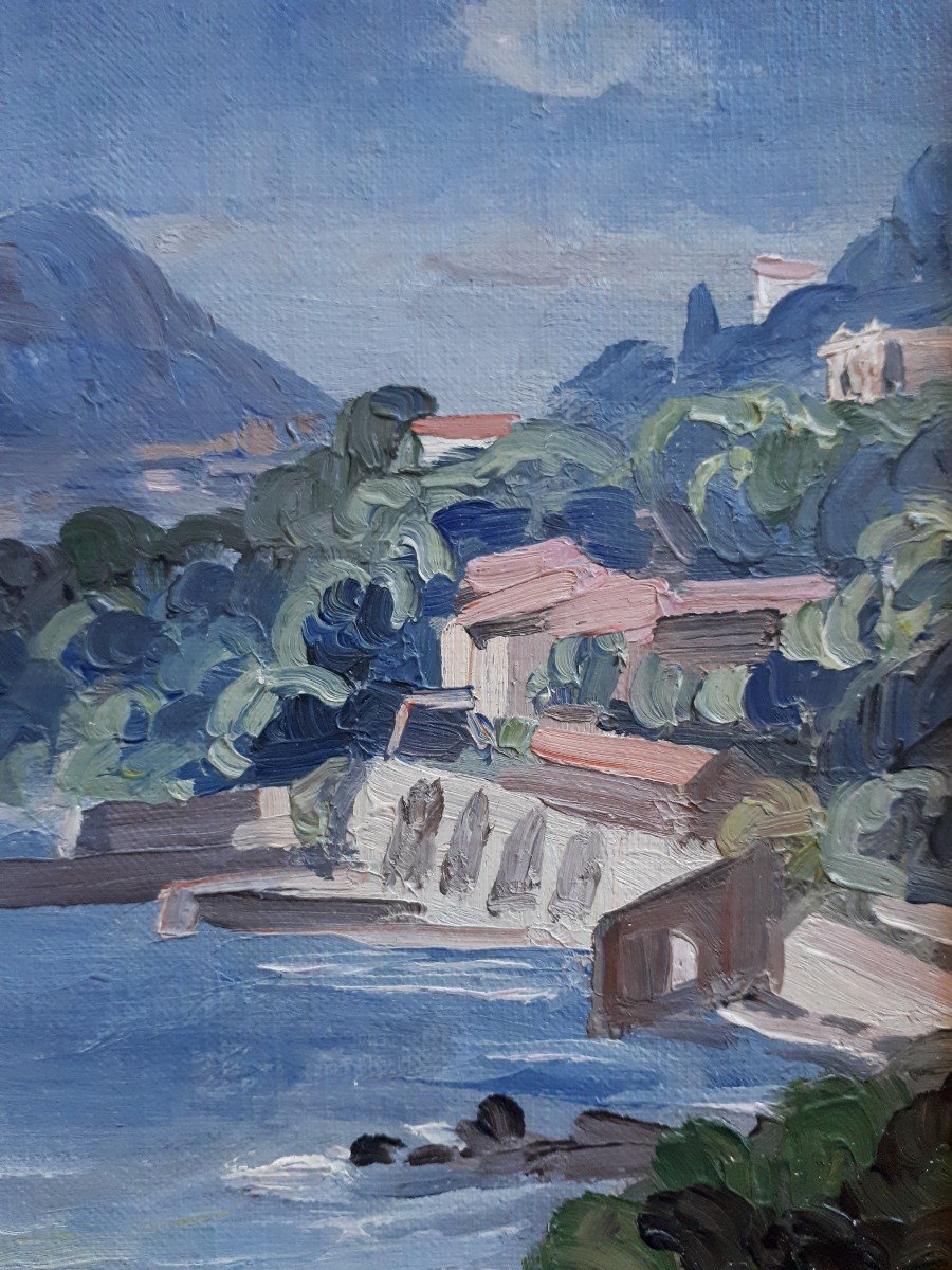 François BABOULET (1914-2010) La côte varoise Var - paysage marin - huile sur toile-photo-4