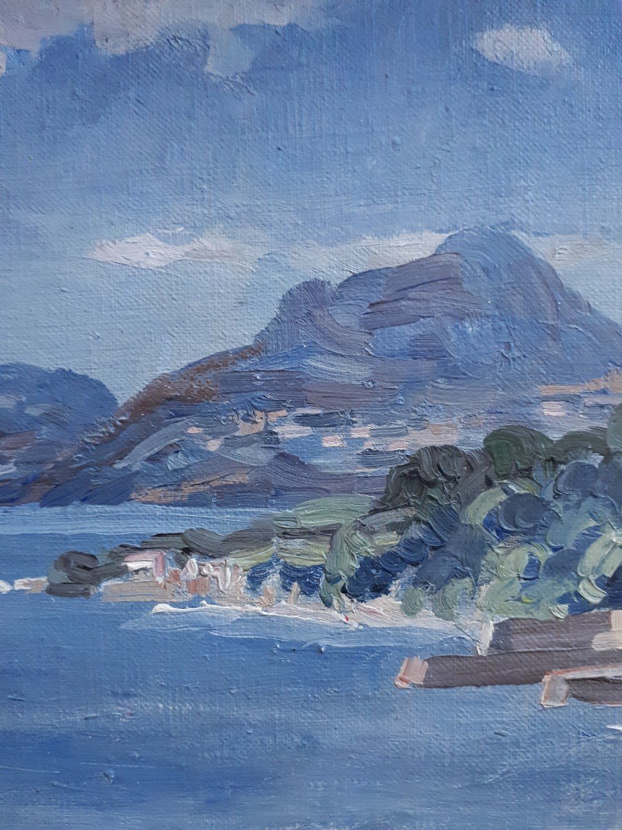 François BABOULET (1914-2010) La côte varoise Var - paysage marin - huile sur toile-photo-5