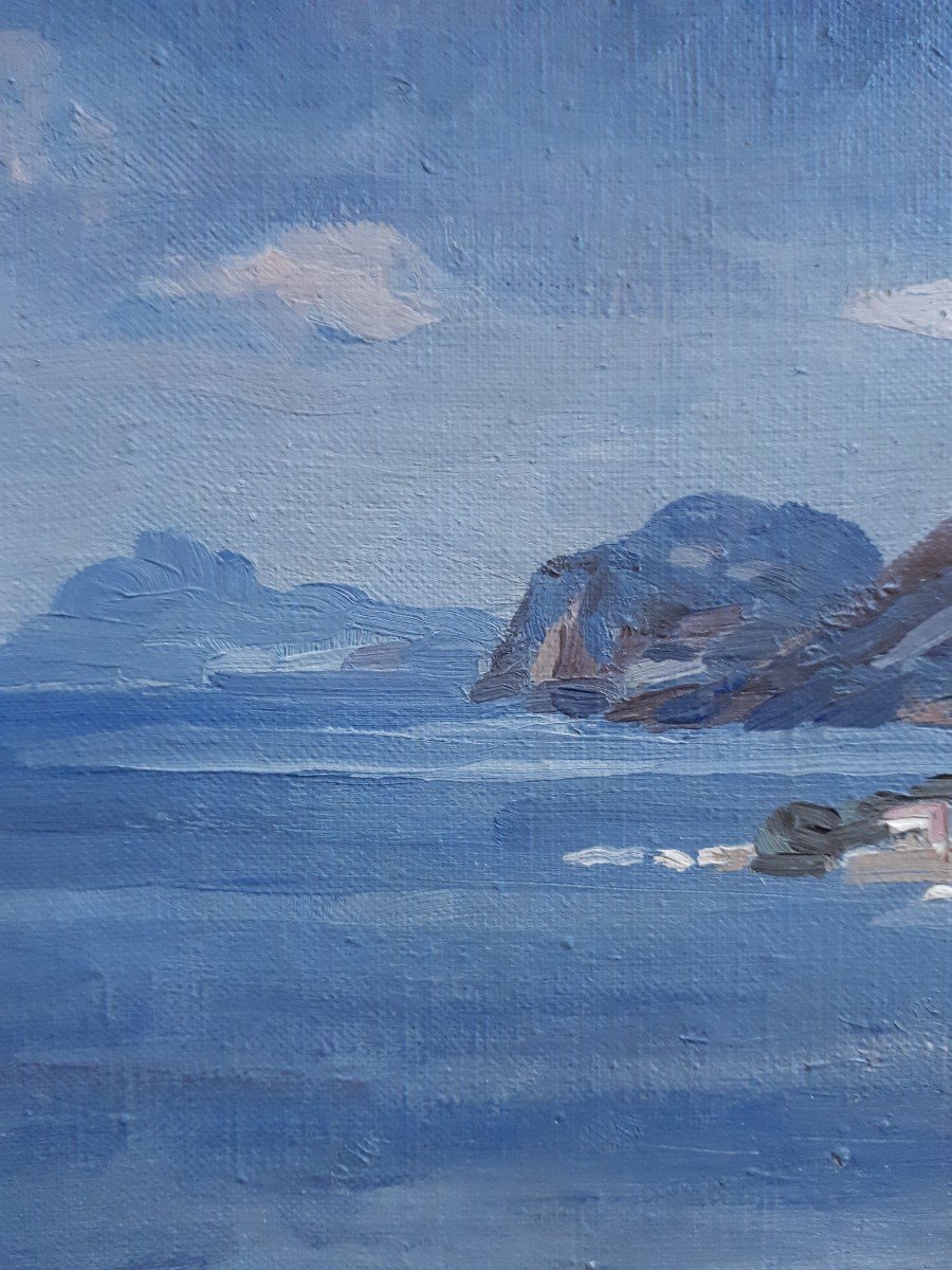 François BABOULET (1914-2010) La côte varoise Var - paysage marin - huile sur toile-photo-6