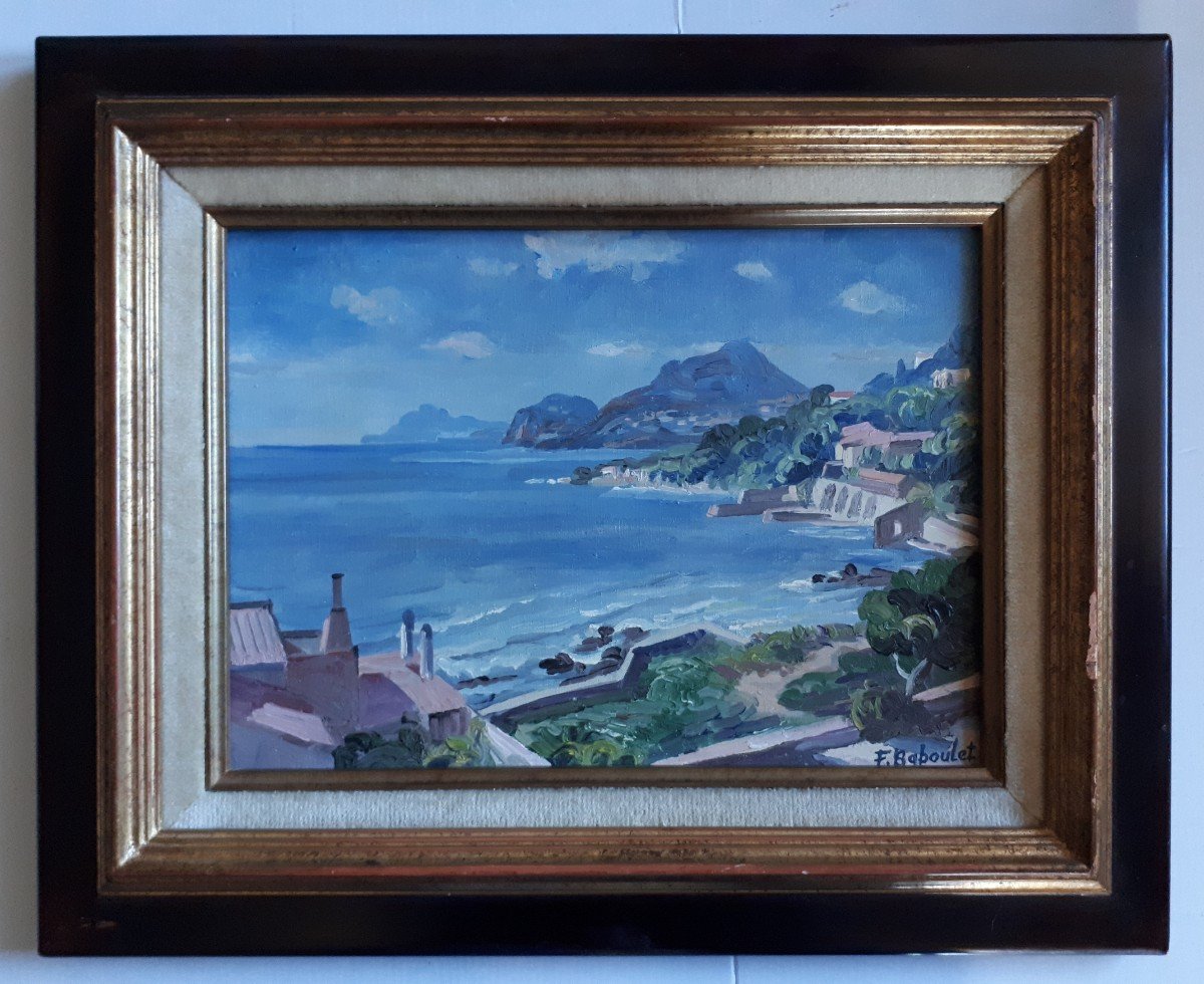 François BABOULET (1914-2010) La côte varoise Var - paysage marin - huile sur toile