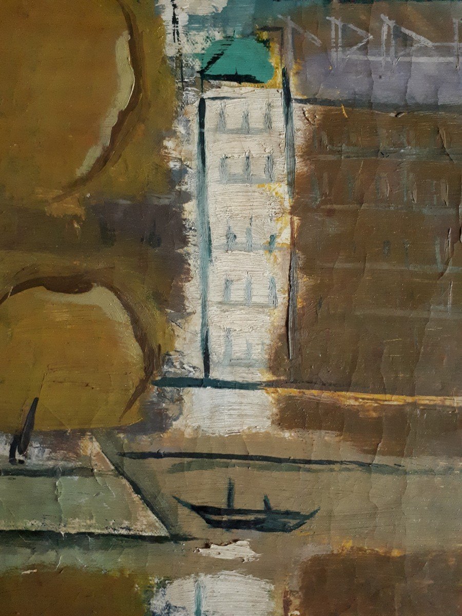 Francis Cox (1916-1992) Oil On Canvas Notre-dame Of Paris Cathedral 1953-photo-2