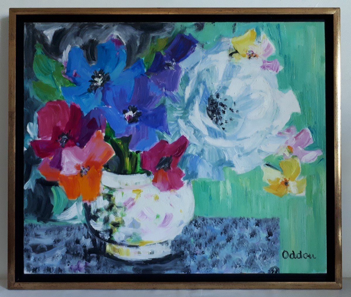 Simone ODDOU (1911-2003) huile sur toile nature morte au bouquet de fleurs