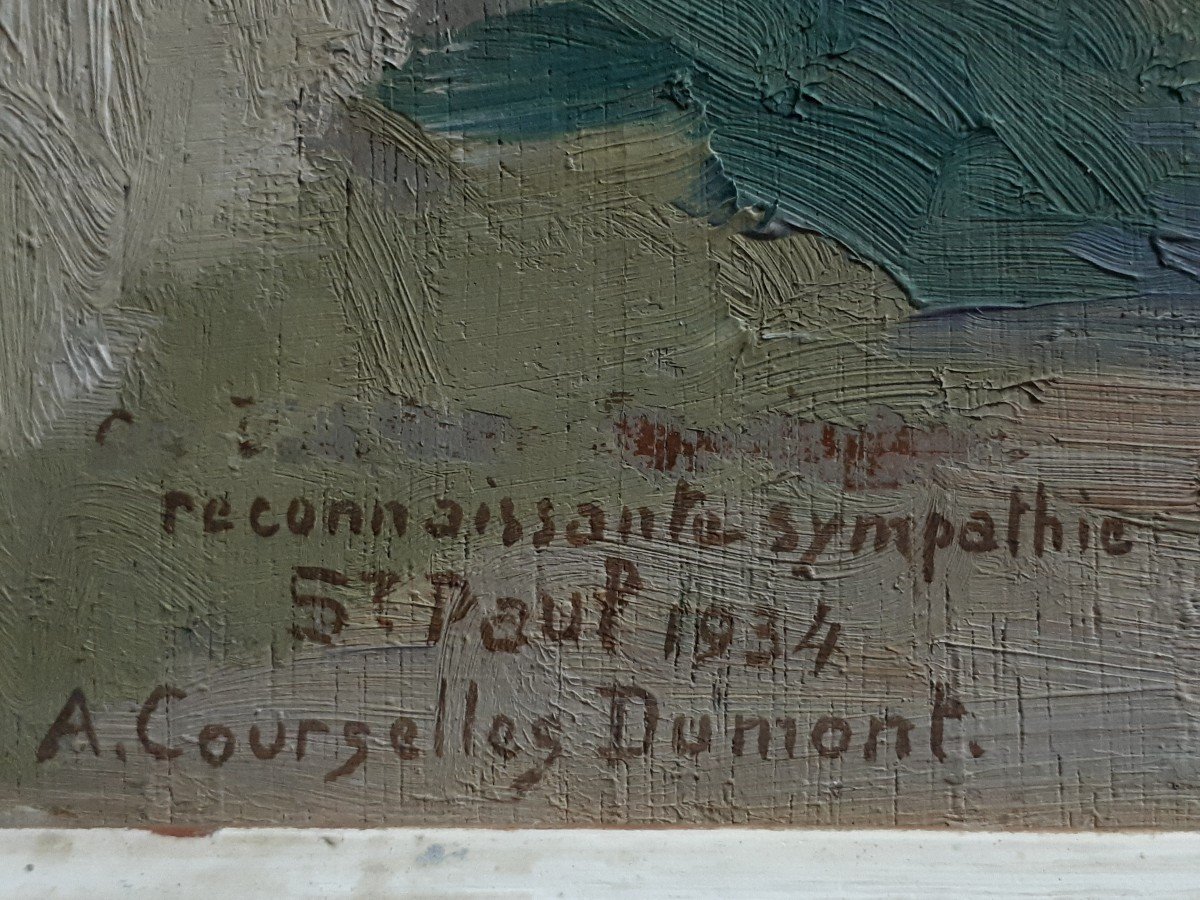 André Paul COURSELLES DUMONT (1889-?) paysage Saint Paul 1934 huile sur bois-photo-5