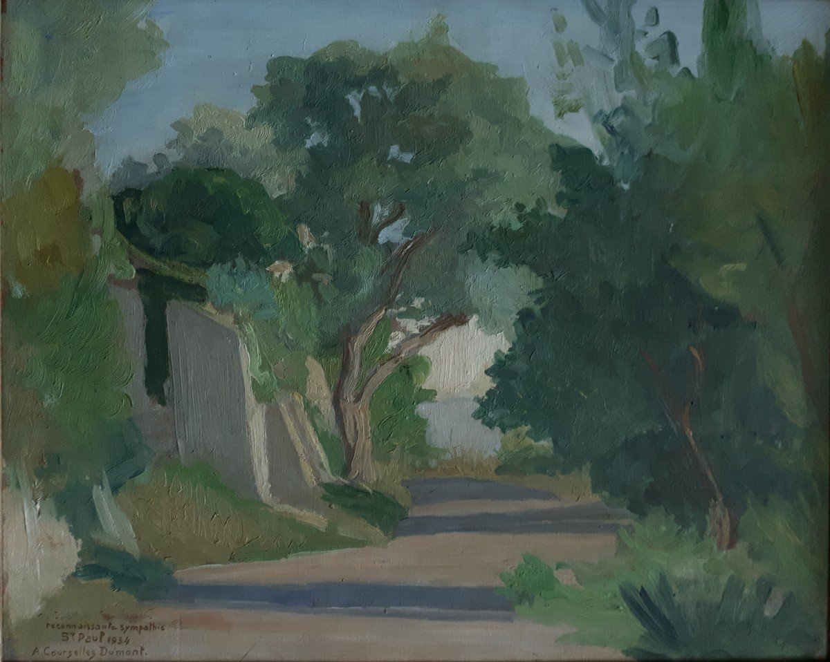 André Paul COURSELLES DUMONT (1889-?) paysage Saint Paul 1934 huile sur bois