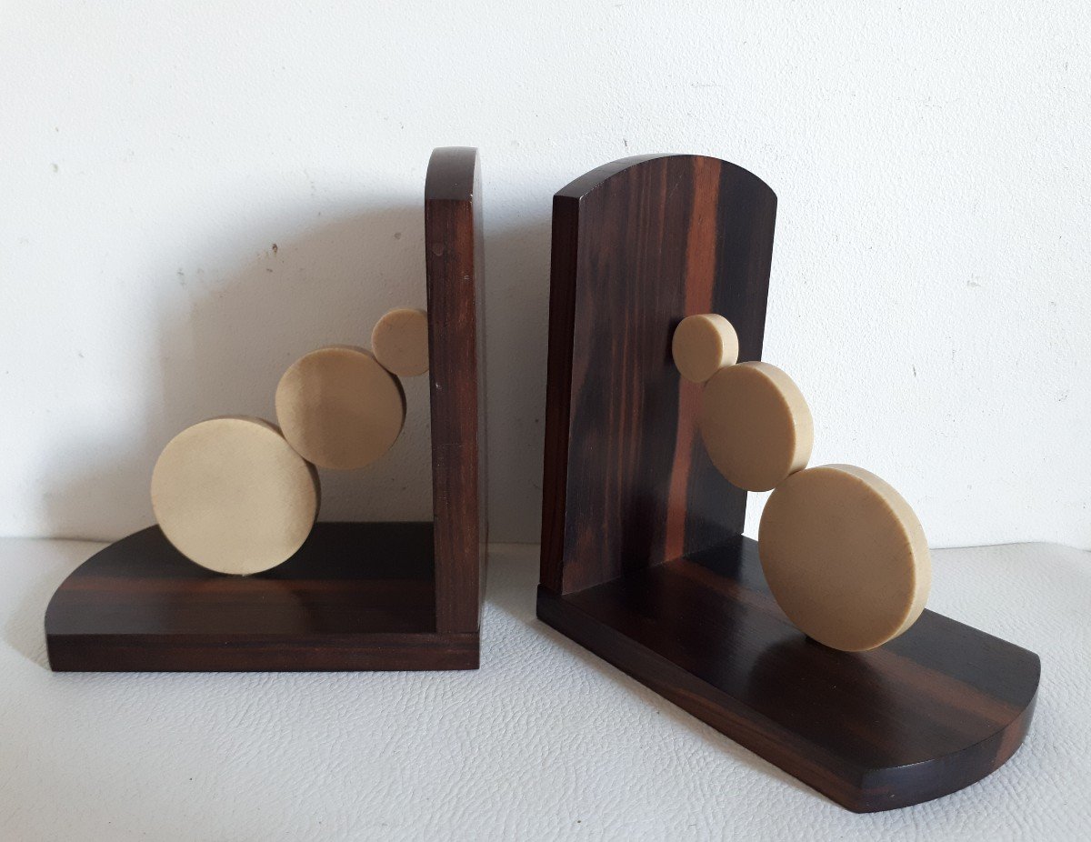 Pair Of Macassar Ebony Bookends 1930s Art Deco-photo-2