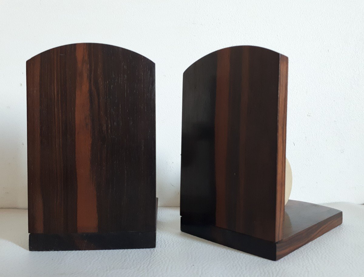 Pair Of Macassar Ebony Bookends 1930s Art Deco-photo-1