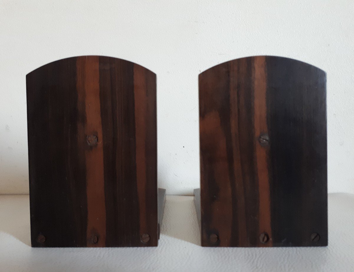 Pair Of Macassar Ebony Bookends 1930s Art Deco-photo-2