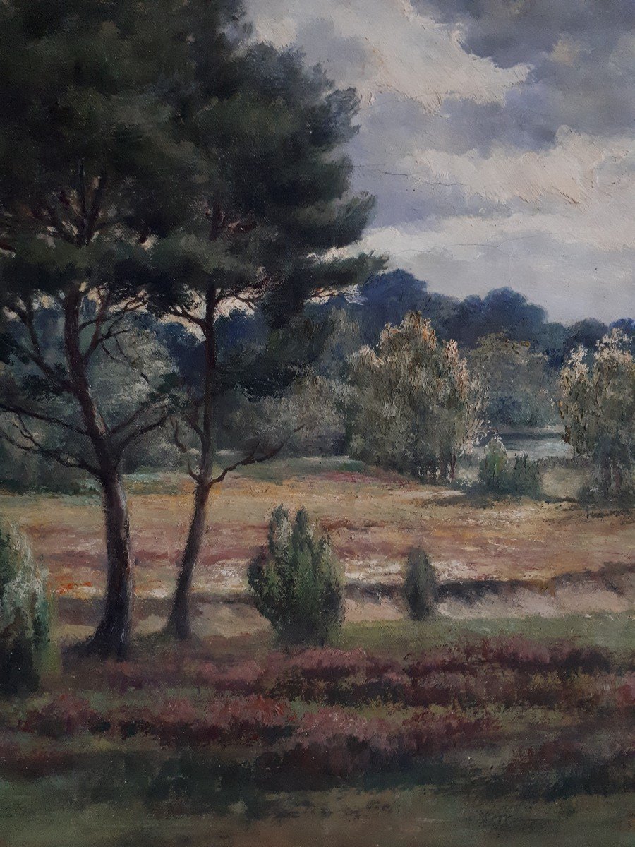 Louis Dupont - Landscape Of Sologne - Storm Effect - Oil On Canvas-photo-4