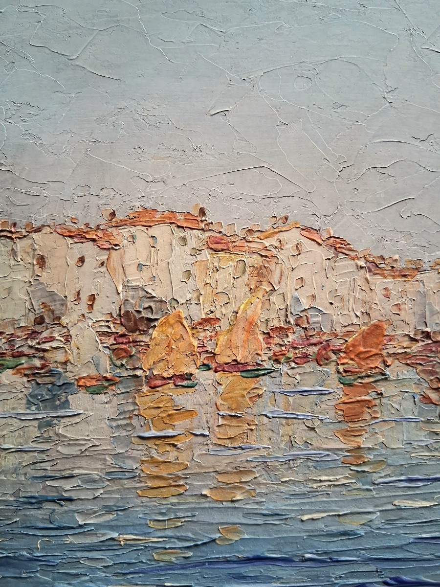 François Joseph Vernay (1864-1950) Golfe-juan The Port Oil On Wood-photo-1