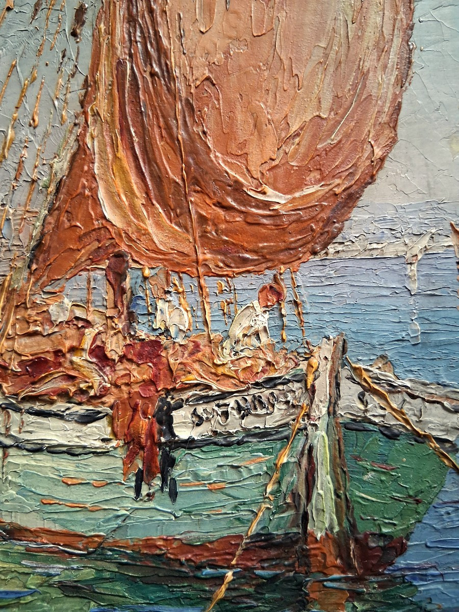 François Joseph Vernay (1864-1950) Golfe-juan The Port Oil On Wood-photo-3