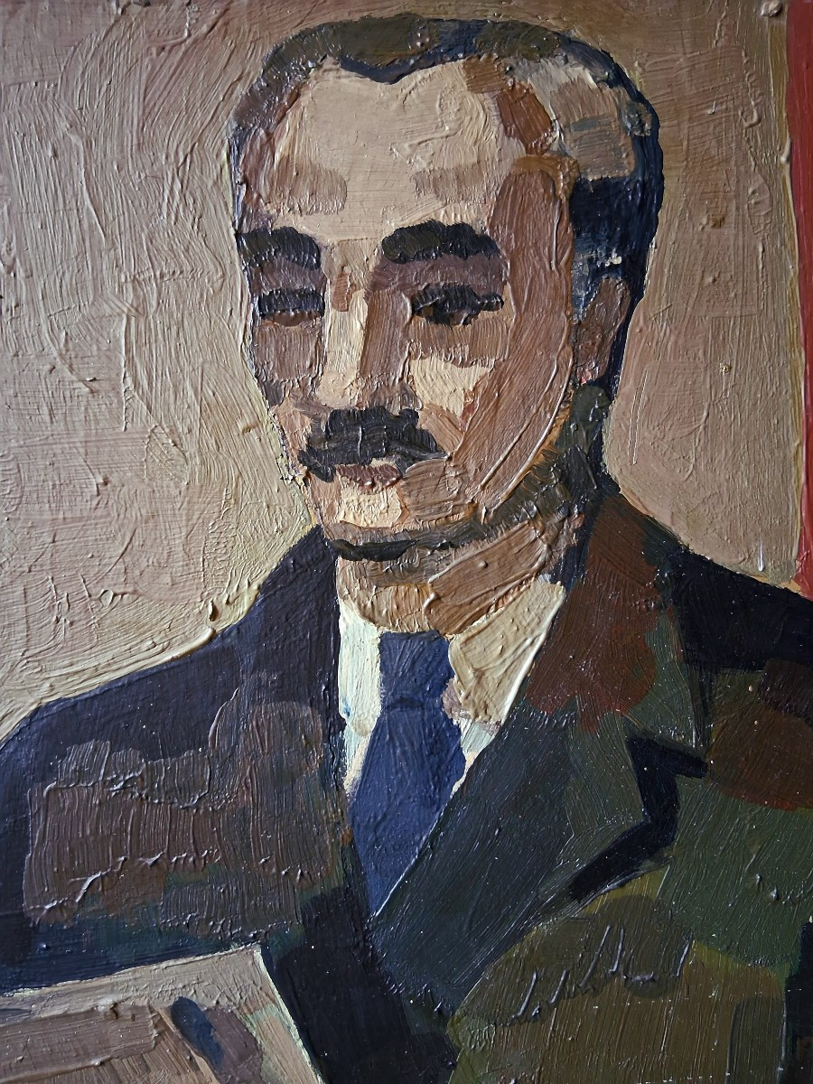 Michel PAQUET (1948-1990) portrait d'homme assis Canada Québec-photo-4