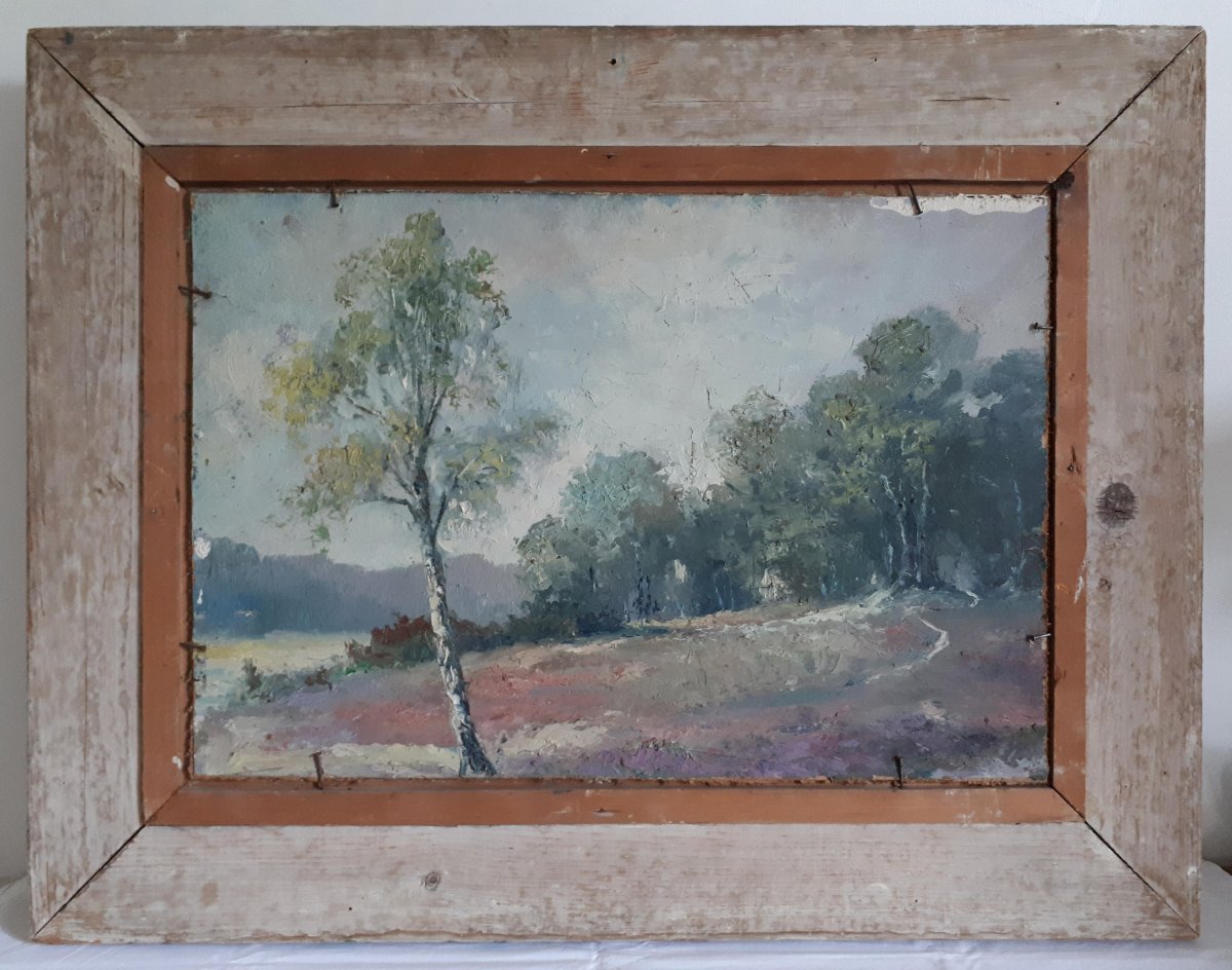  Guilbert Oil On Panel Lake Landscape Early 20th Frame Montparnasse 10p-photo-8