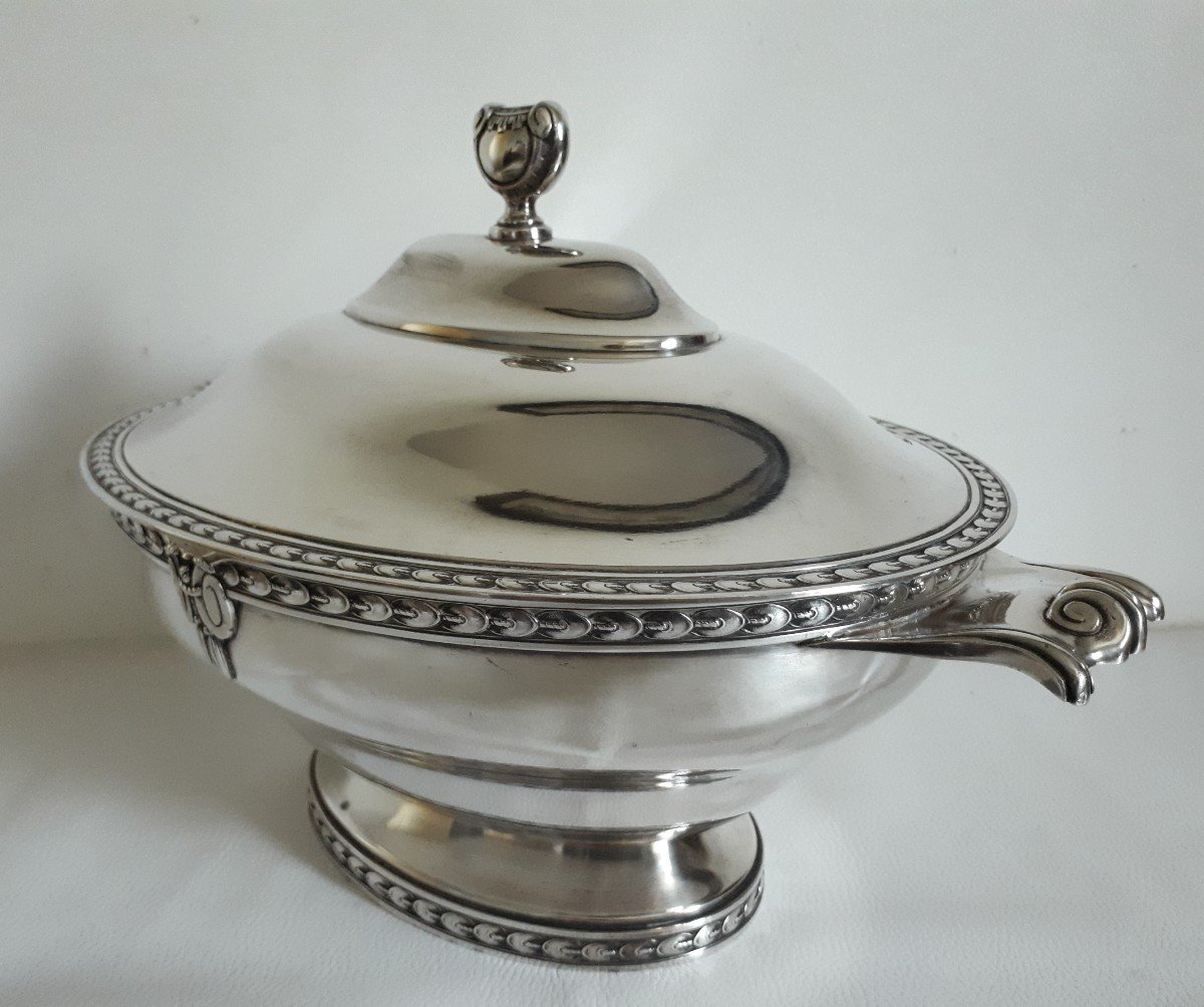 Roux-marquiand Silversmith Vegetable Soup Tureen In Silver Metal Louis XVI Style-photo-2