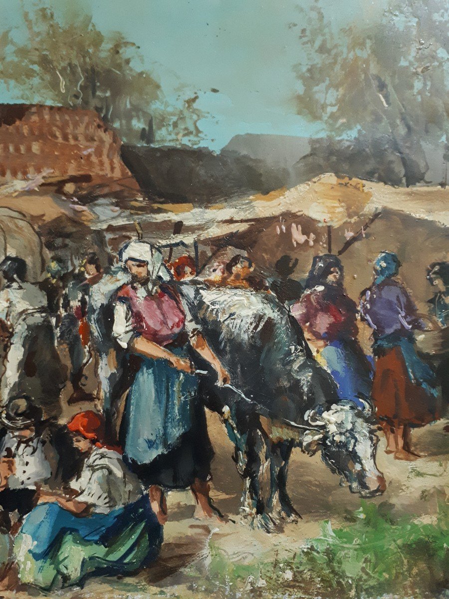 Anita Nagy (1896-1975 Hungary) Oil On Canvas Market Scene-photo-3
