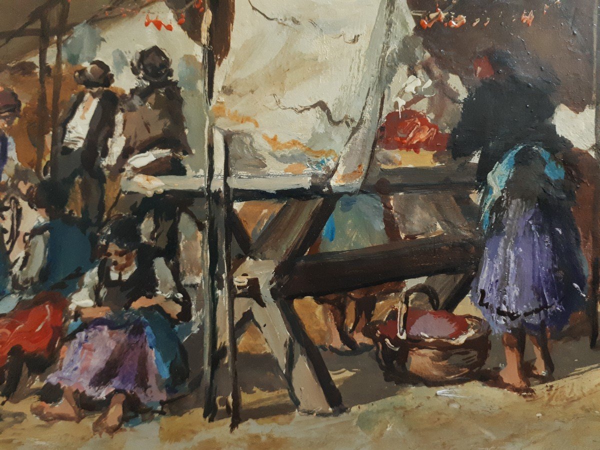 Anita Nagy (1896-1975 Hungary) Oil On Canvas Market Scene-photo-4