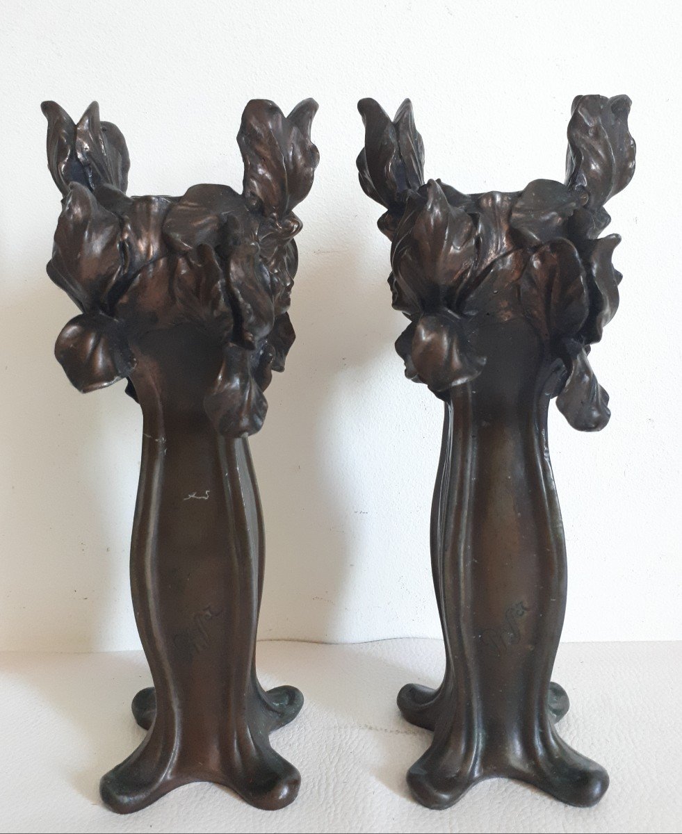 Clara Pfeffer Pair Of Vases Decor Woman 1900 Art Nouveau-photo-2