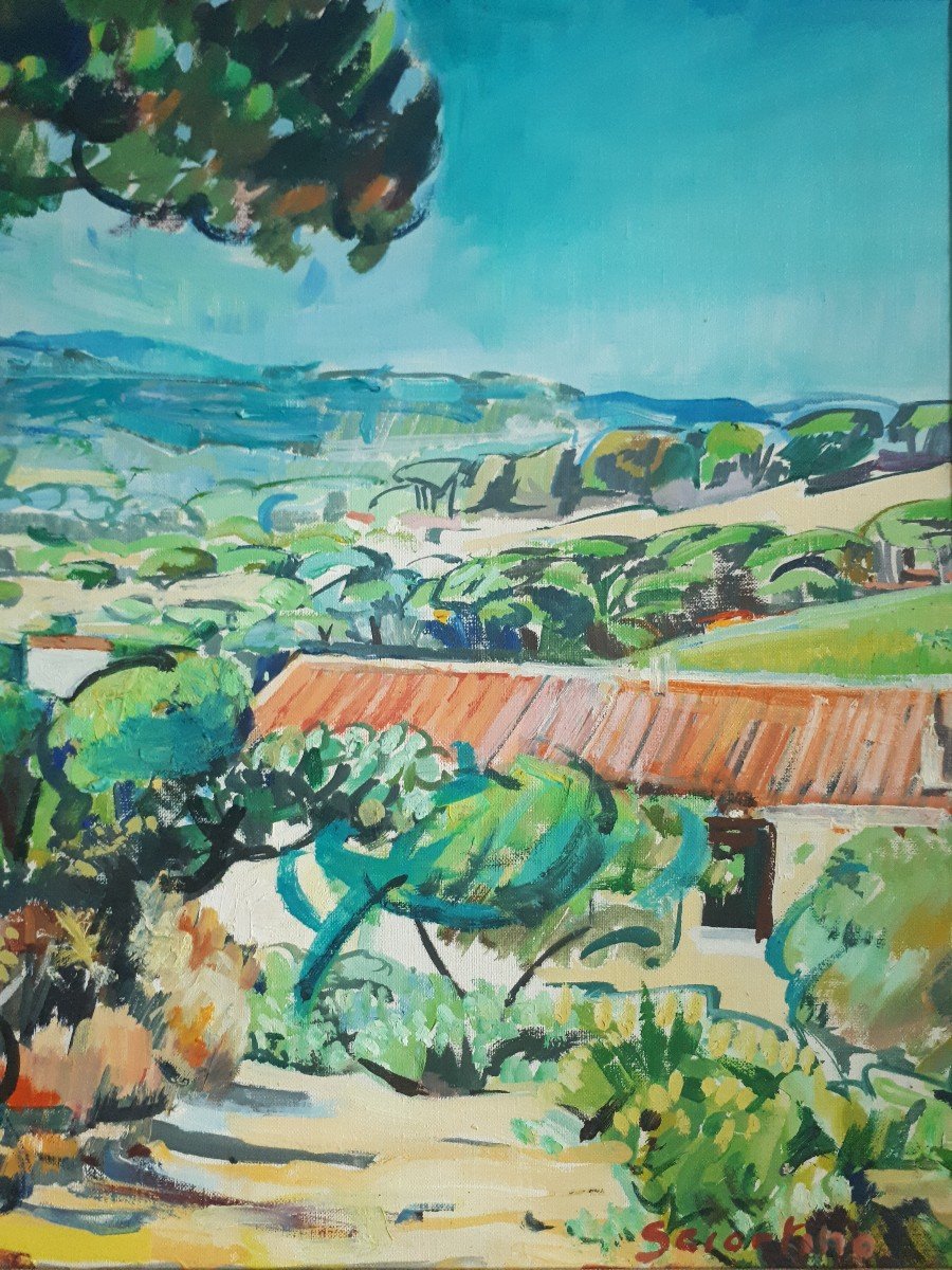Stéphane Sciortino (born In 1925) Landscape Near Cap Camarat - Var - Oil On Canvas 1973-photo-3