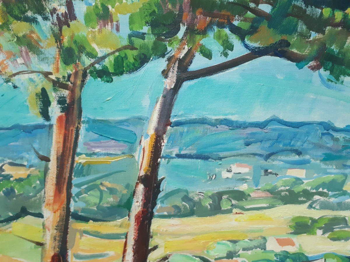 Stéphane SCIORTINO (né en 1925) paysage près du Cap Camarat - Var - huile sur toile 1973-photo-1