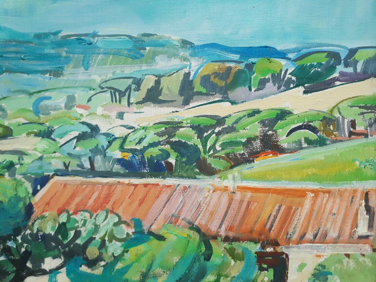 Stéphane Sciortino (born In 1925) Landscape Near Cap Camarat - Var - Oil On Canvas 1973-photo-2