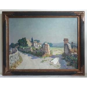 Jean-Baptiste CONIO (né en 1866) huile sur toile paysage provençal 1930