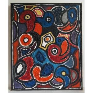 Norbert Palmade (1928-2019) Oil On Canvas Abstract Composition Art Brut