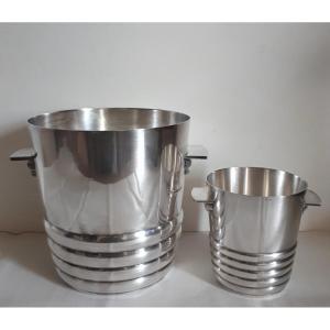 Champagne Bucket And Ice Bucket Silver Plated 1930s Art Deco