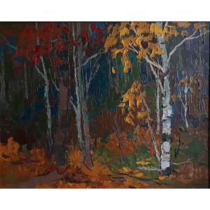 Josh Jack Silburt (1914-1991) Oil On Panel Autumn Landscape Algonquin Park Canada