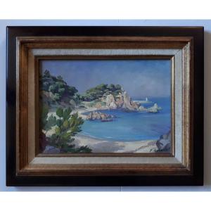 François BABOULET (1914-2010) La Costa Brava Espagne - paysage marin - huile sur toile