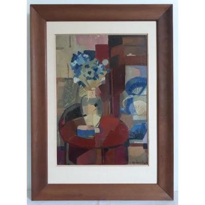 Oil Painting On Panel Louis Raibaud Still Life Cubism 1942