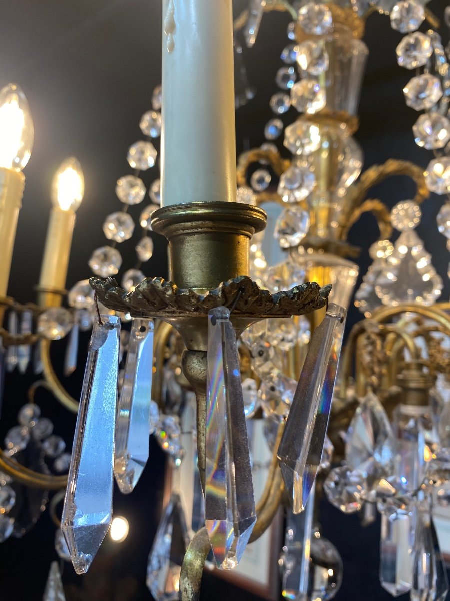 Lustre, En Bronze De Style, Louis XVI Et Cristal-photo-2