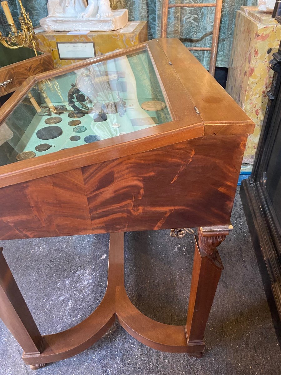 Pair Of Display Cabinets In The Style Of Return From Egypt In Mahogany.-photo-4