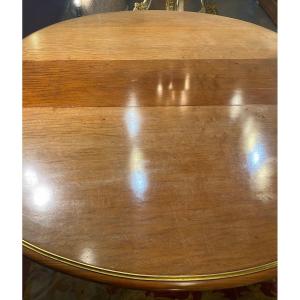 Important Dining Room Pedestal Table, Mahogany And Bronze